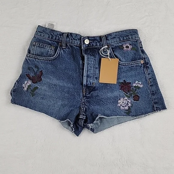 Reformation Jeans Charlie High Rise Embroidered Jean Shorts New With Tags - Picture 16 of 16